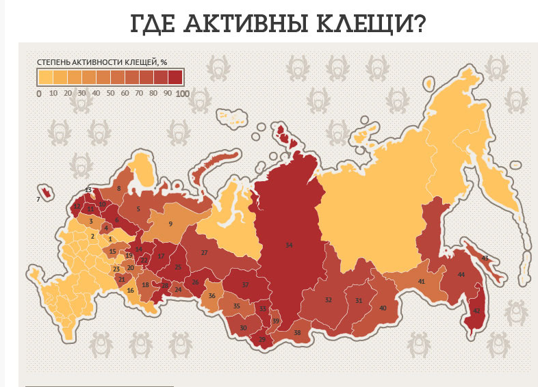 Клещи в московской области карта