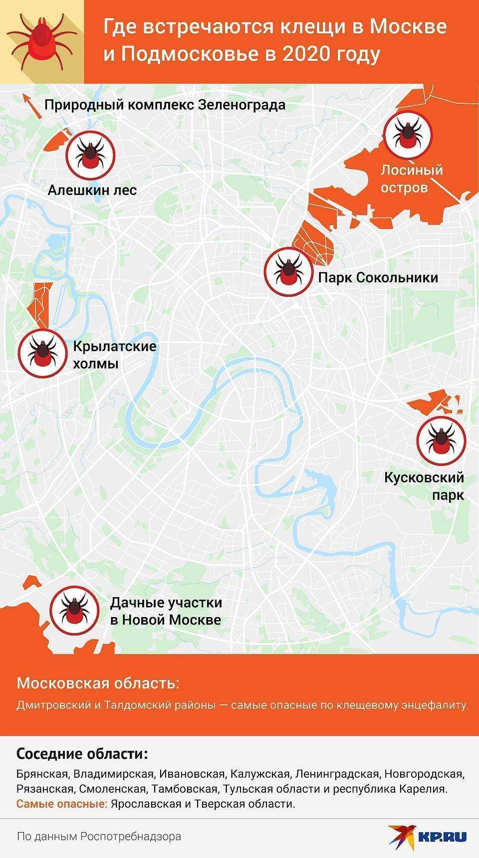 Клещи в подмосковье карта